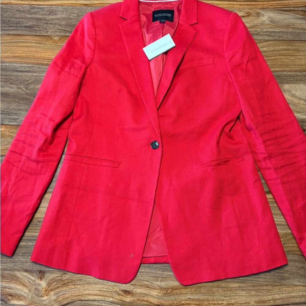 Banana Republic Red Long And Lean Blazer